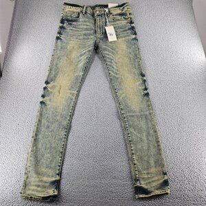 mnml X146 Stretch Denim Jeans Mens 34 Blue Distressed Skinny Vintage Wash Pants